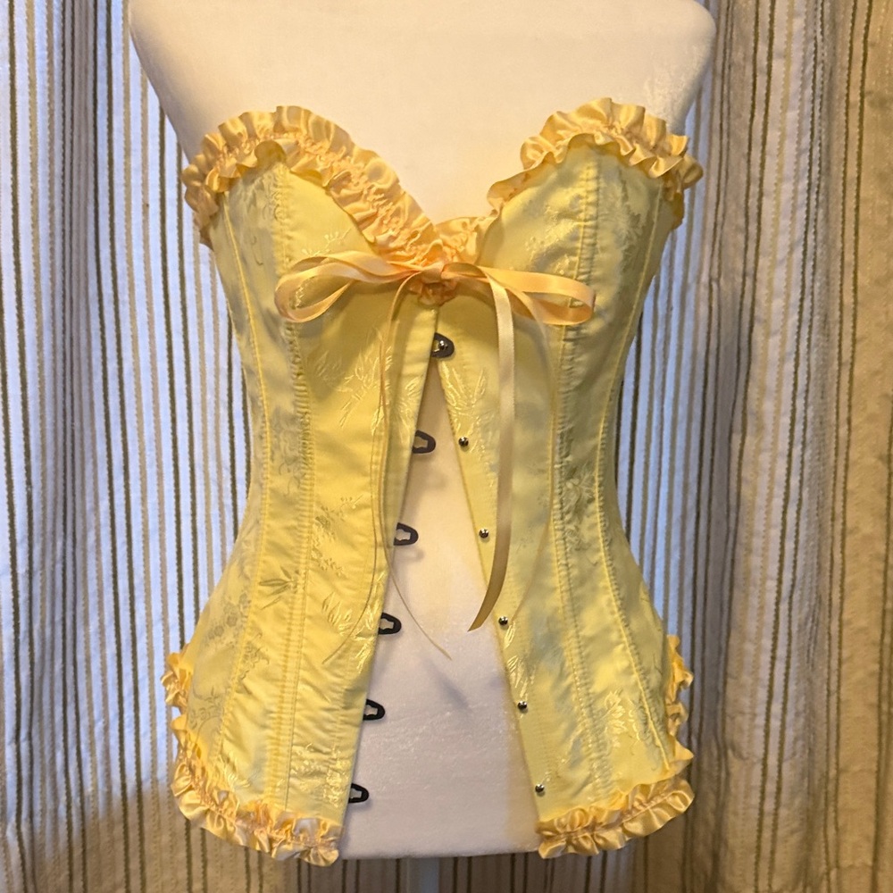 Yellow Lace-Up Corset Top